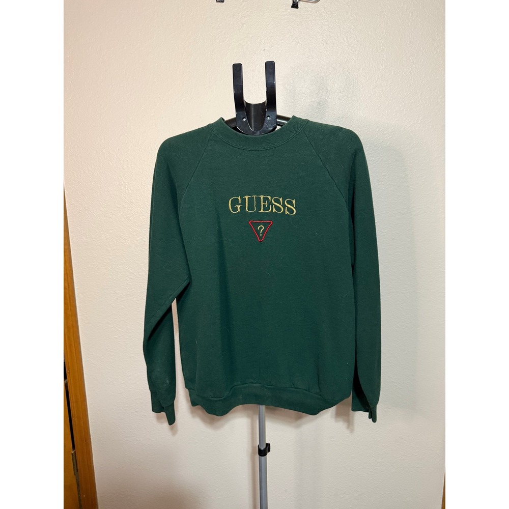 Vintage Guess Sweatshirt Mens XL Green Embroidered Logo Fruit of the Loom USA